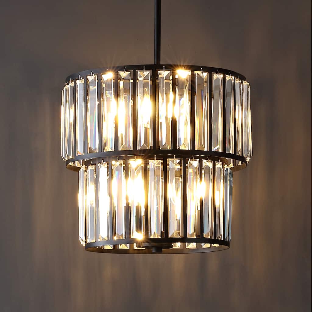 SAFAVIEH Lighting Sakineh Chandelier - 15" W x 15" D x 23-53" H - Black/White