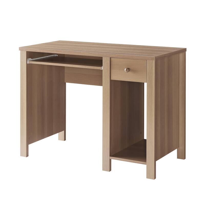 39" Wood Home Office Desk with Keyboard Drawer and Wood Knob - Brown