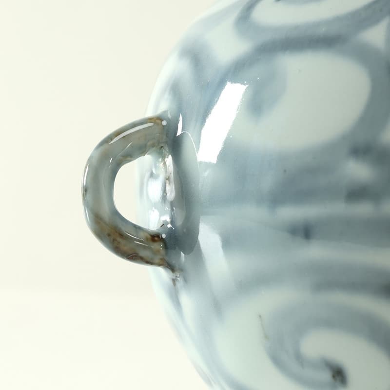 Approx.8 Inches Subtle Blue and White Vase with Two Handles