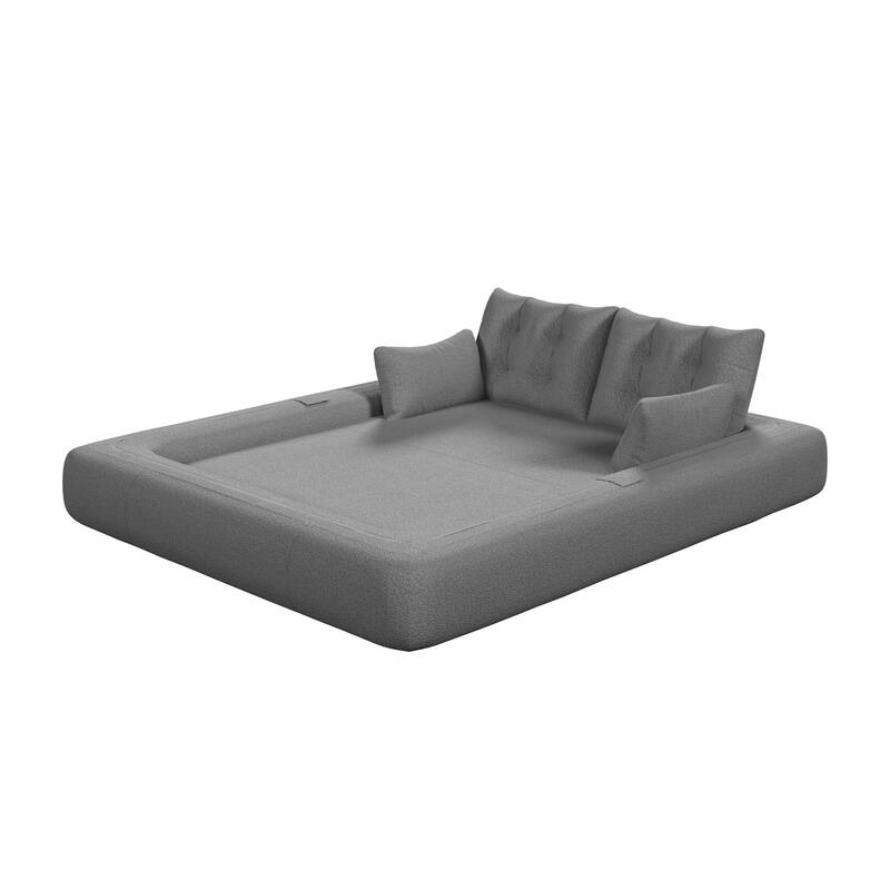 GDFStudio - Teddy Fabric 78.7" Multi-Functional Foldable Sofa Bed