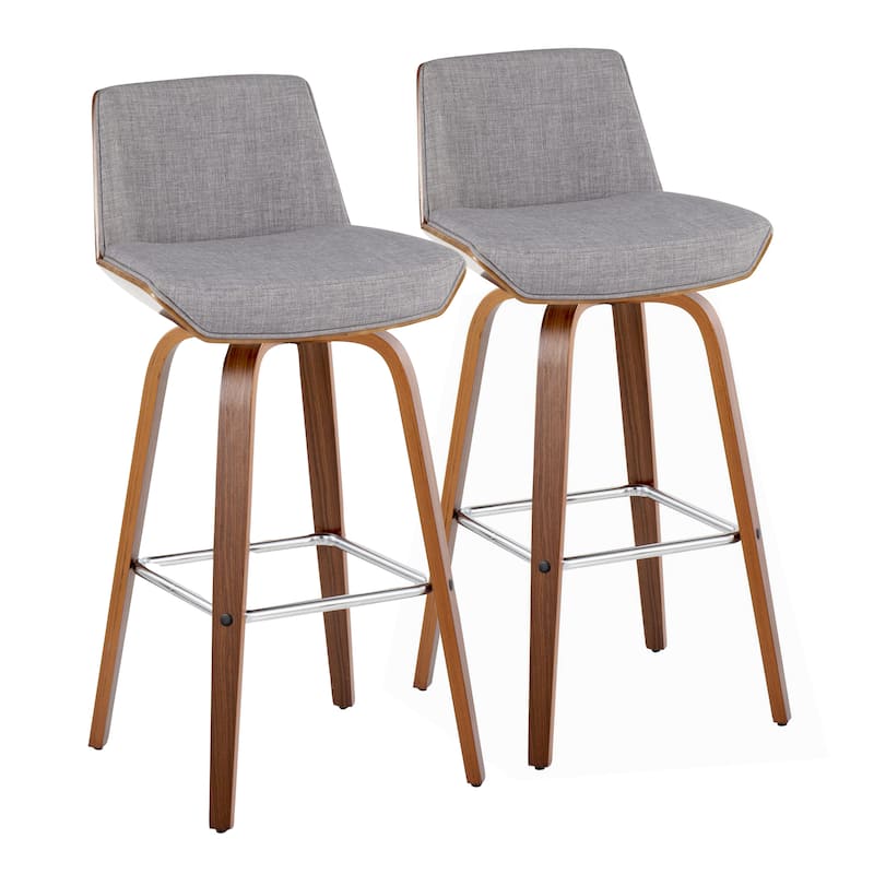 Carson Carrington Clemens 30" Fixed-Height Bar Stool with Bent Wood Legs & Square Footrest (Set of 2)