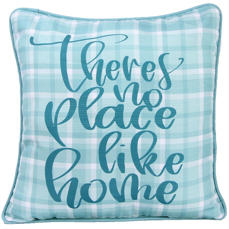 18" x 18" Home Novelty Reversible Indoor Throw Pillow with Welt - Light Aqua