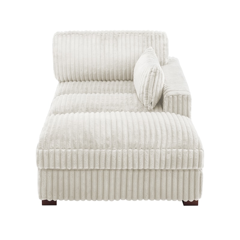 41" W Plush Corduroy Chaise Lounge with Pillows