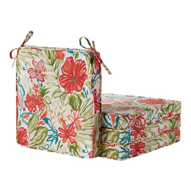 Greendale Home Fashions 18-Inch Square Outdoor Chair Pad (4-Pack) - Breeze Floral