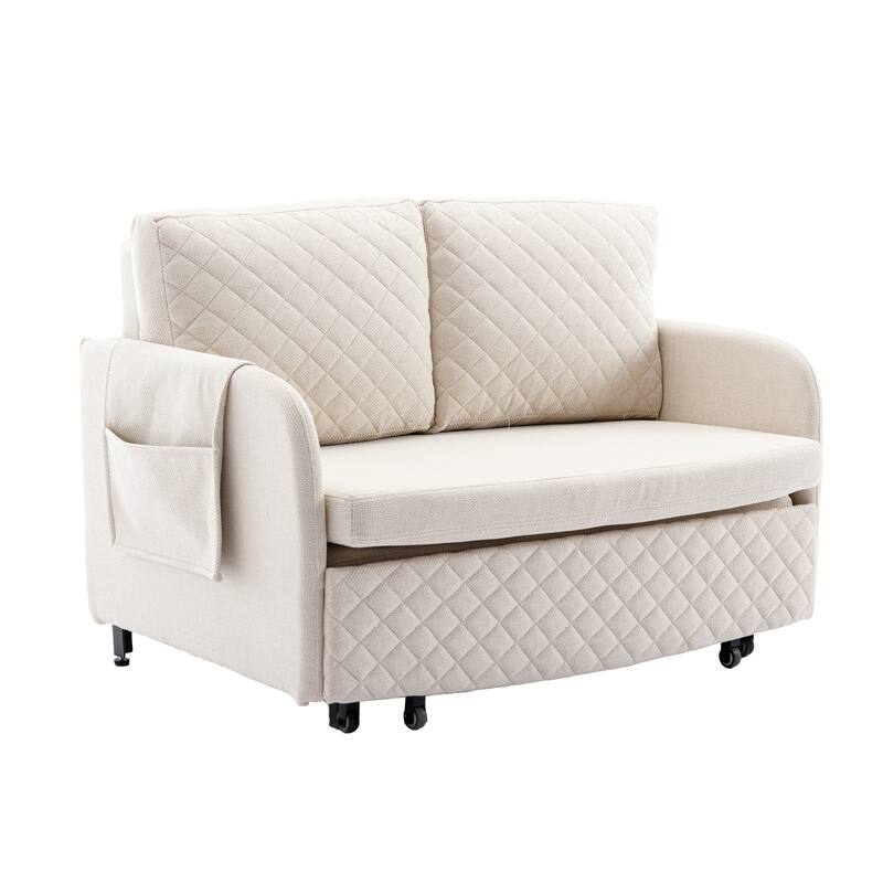 Modern Velvet Loveseat Couch with Pull Out Bed