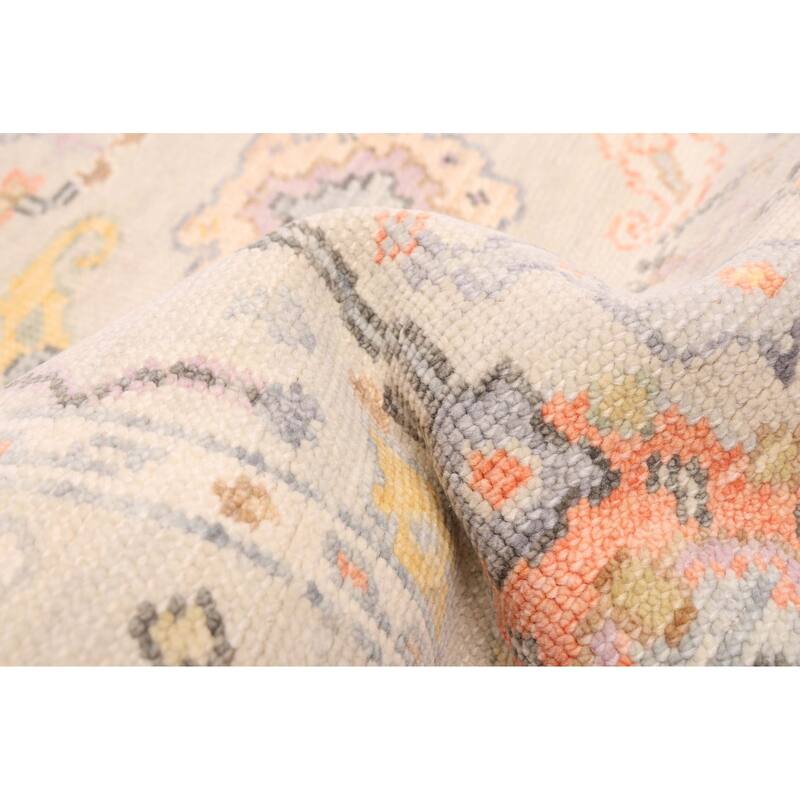 ECARPETGALLERY Hand-knotted Modern Oushak Light Grey Wool Rug - 3'7 x 5'6