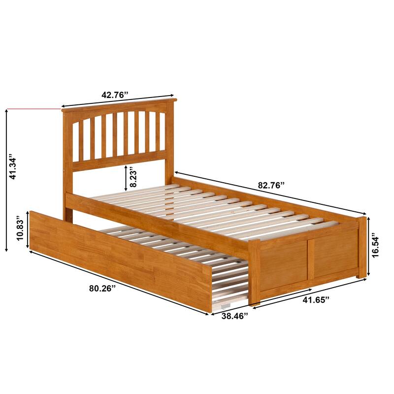 Mission Platform Bed with Footboard and Twin XL Trundle