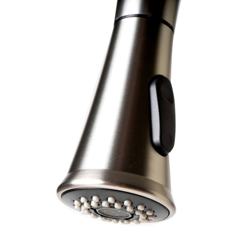 Brushed Nickel Square Gooseneck Pull Down Kitchen Faucet