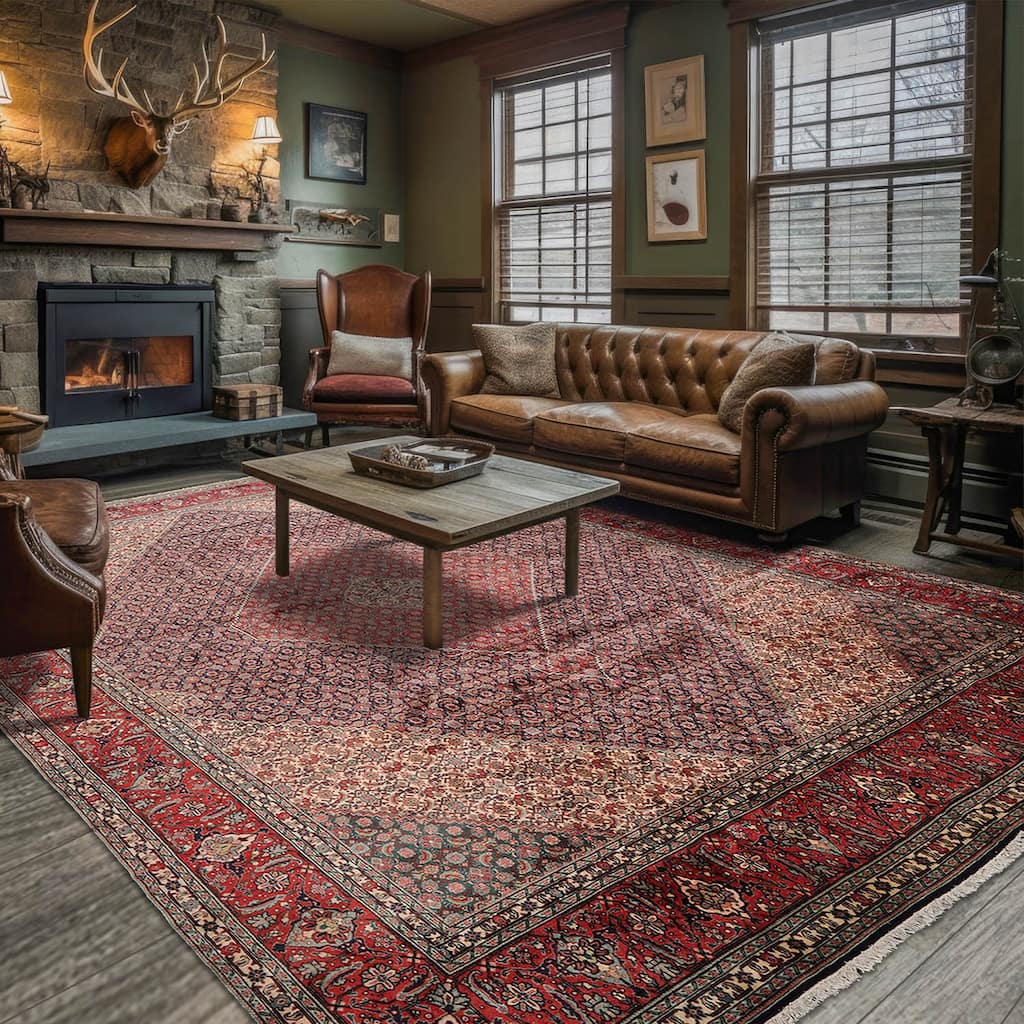 Hand Knotted 300 KPSI Bidjar Blue Wool Traditional Oriental Area Rug - 10' x 13' 3''