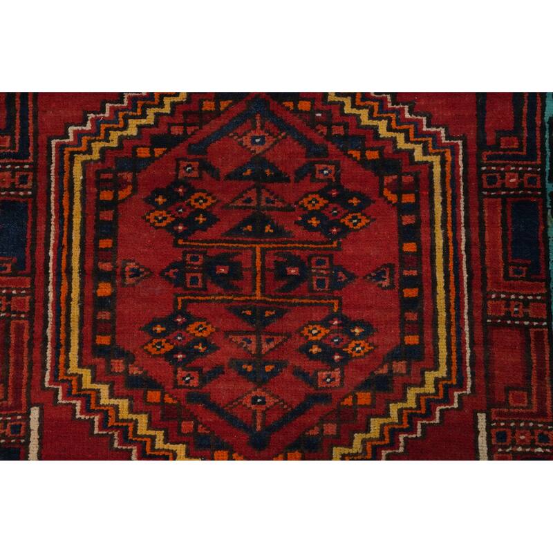 Hand Knotted Oriental 100% Wool Carpet Traditional Geometric Red Ardebil Runner Rug - 11' 0'' X 3' 2''