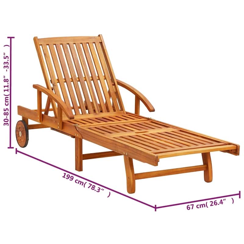vidaXL Patio Lounge Chair Sunbed Sunlounger with Cushion Solid Acacia Wood