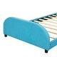 preview thumbnail 12 of 10, Twin Size Bed Frame with Cloud-Shaped Headboard & Embedded Light Stripe, Velvet Upholstered Platform Bed with Slat Support, Blue