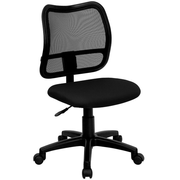 38" Mid-Back Black Mesh Swivel Task Office Chair - N/A
