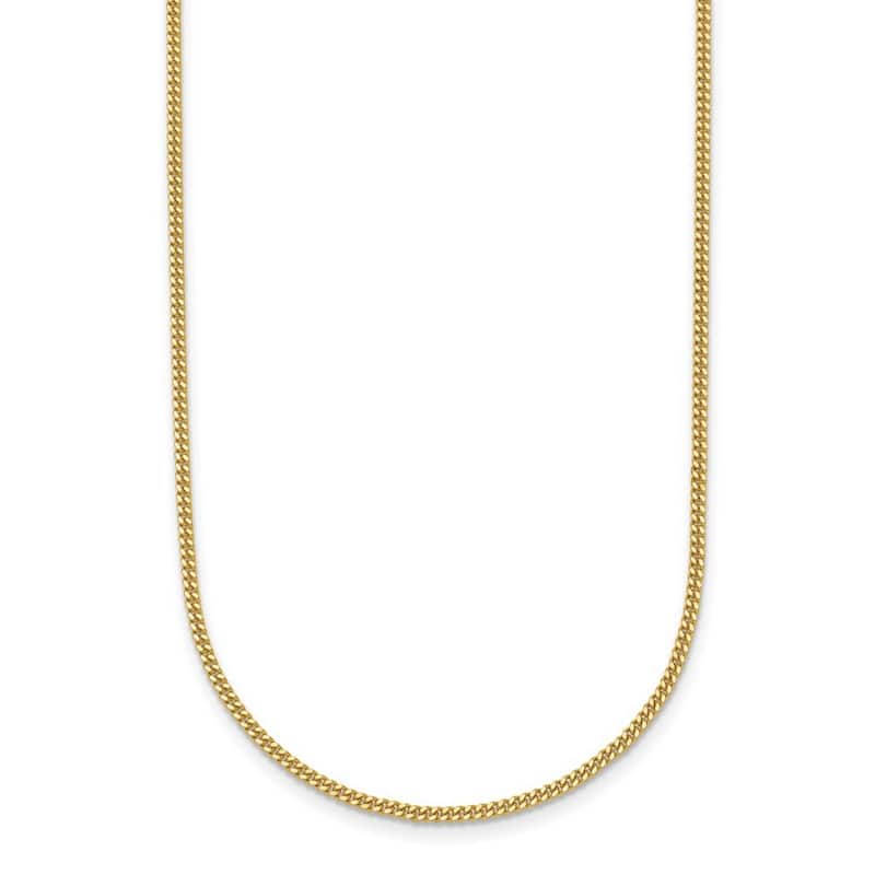 Curata Italian 14k Yellow Gold 1.6mm Curb Chain Necklace For Men Women (Lobster)