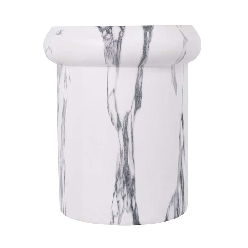 Christopher Knight Home - Lightweight Concrete Sculptural Side Table with Faux Marble Travertine Finish for Indoor & Outdoor