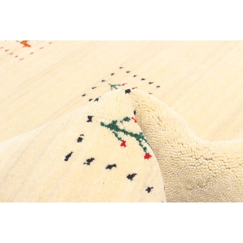 ECARPETGALLERY Hand Loomed Kashkuli Gabbeh Cream Wool Rug - 3'1 x 4'9