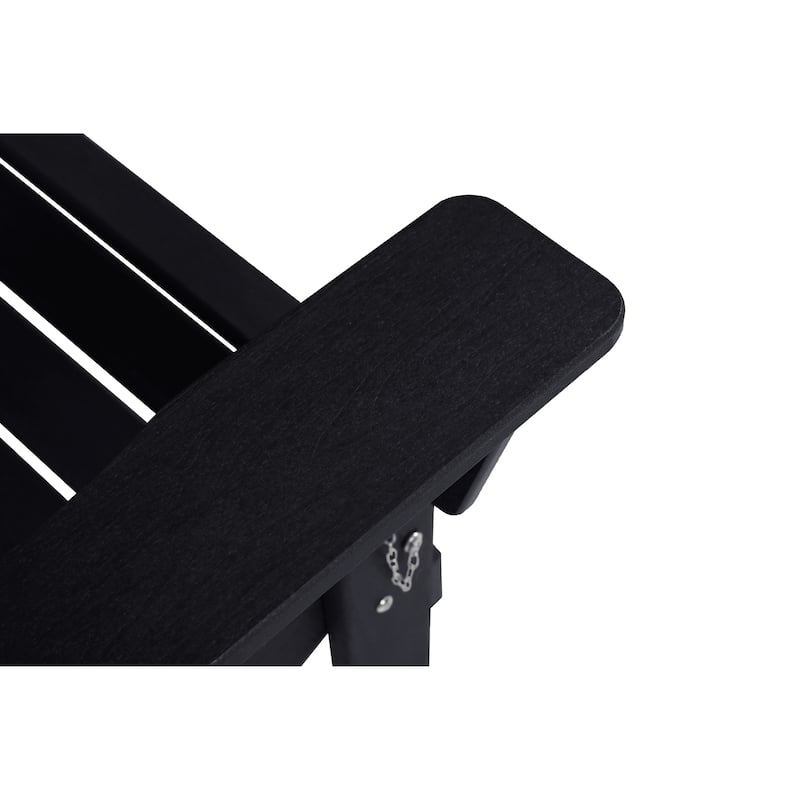 Black Folding Adirondack Chair Reading Chair with Dual Cup Holder, Coffee Chair Leisure Chair Reception Chair