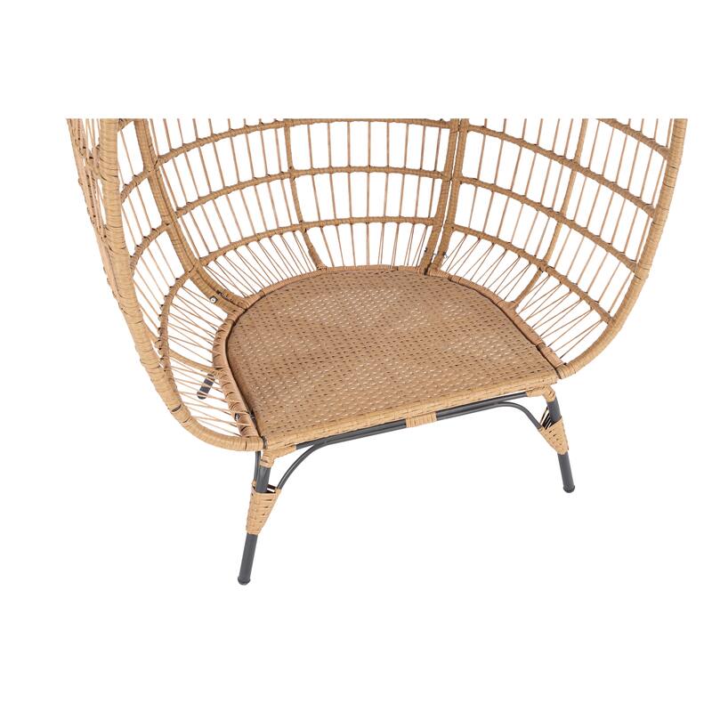 Rattan Egg Chair Outdoor Indoor Large Lounger with Stand and Cushions
