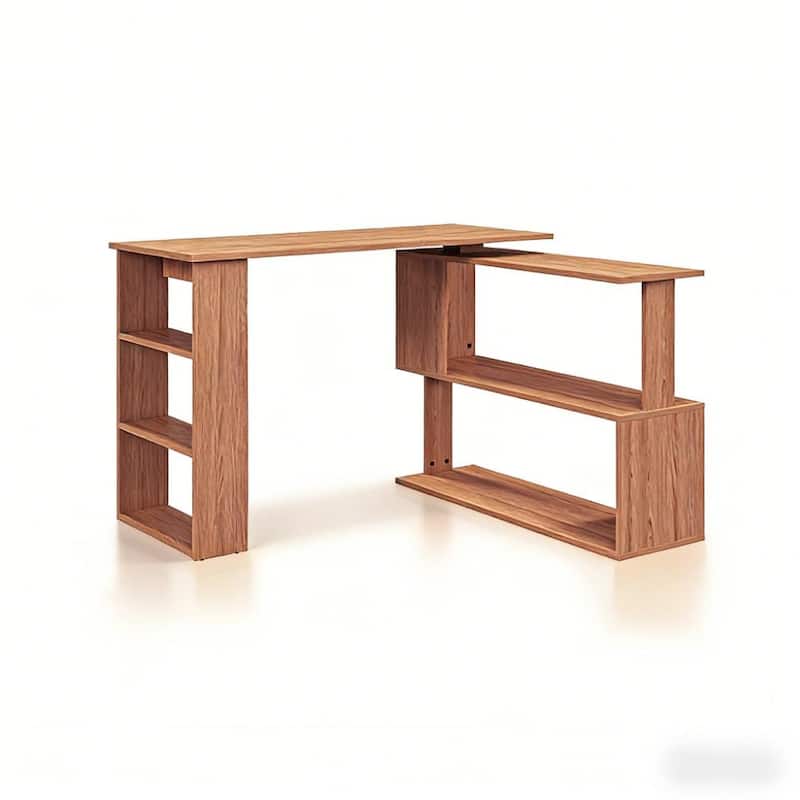 L-Shaped Corner Computer Desk with 360 Degree Rotating Top for Home Office