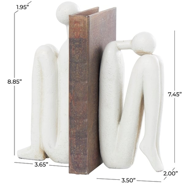White Polystone People Decorative Bookends (Set of 2)