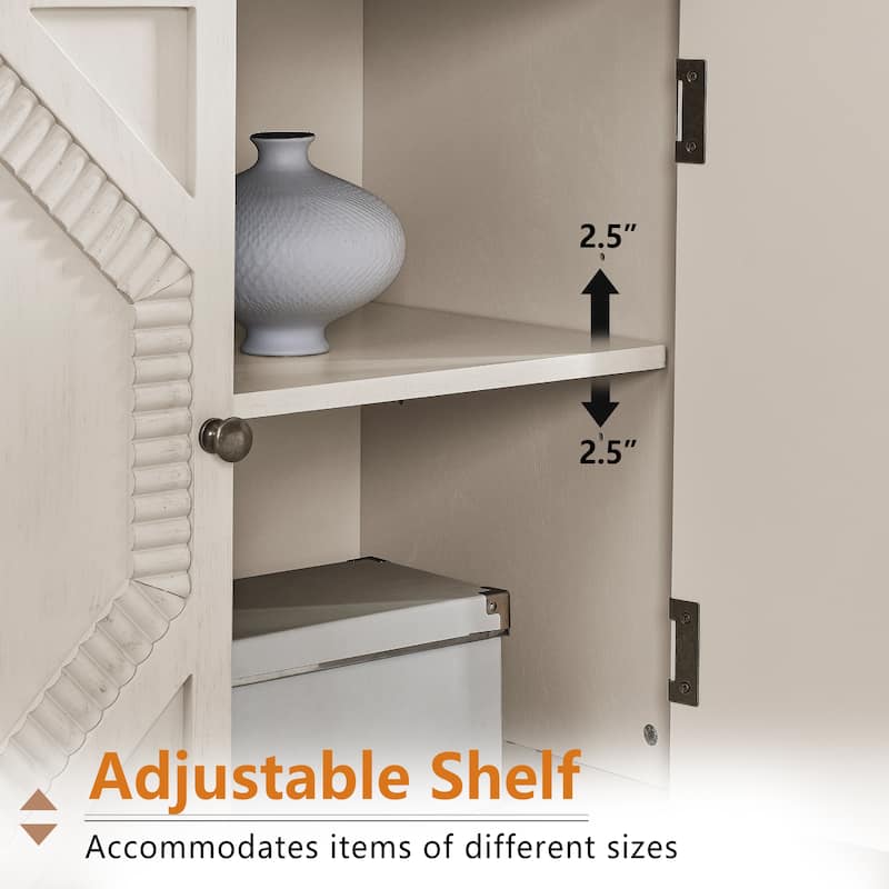 Vintage-Inspired 33.6" Geometric Sideboard – Symmetrical Storage Cabinet for Multi-Room Use‌