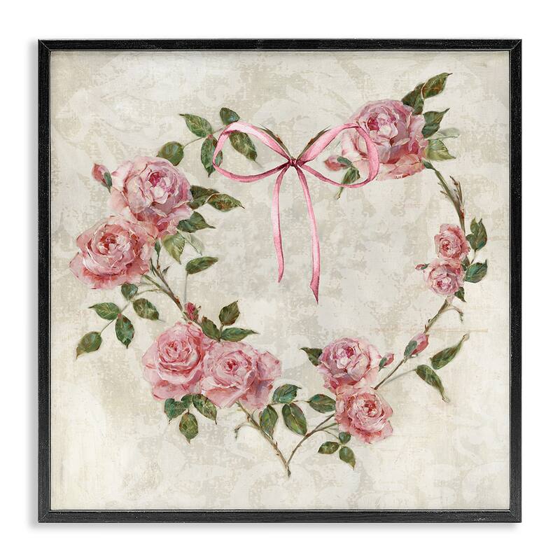 Stupell Rose Heart Wreath Framed Giclee Art Design By Sally Swatland - 24 x 24 - Black