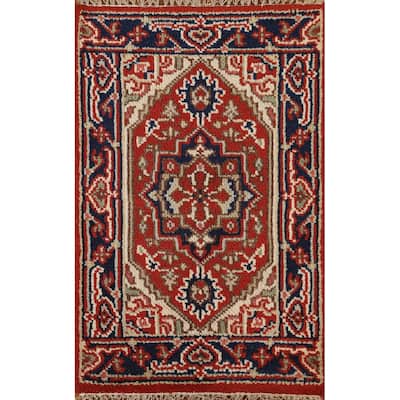 Geometric Traditional Heriz Serapi Rug Wool Hand-knotted - 2'0" x 3'0"