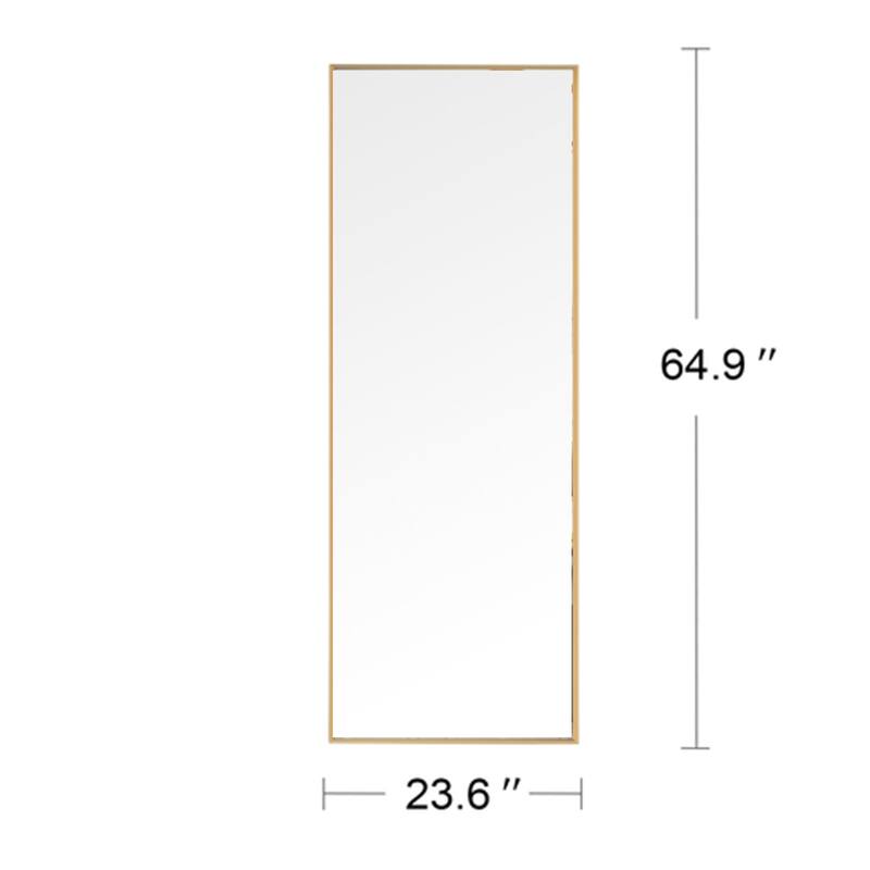 Golden Wall-Mounted Full Length Mirror with Alloy Frame
