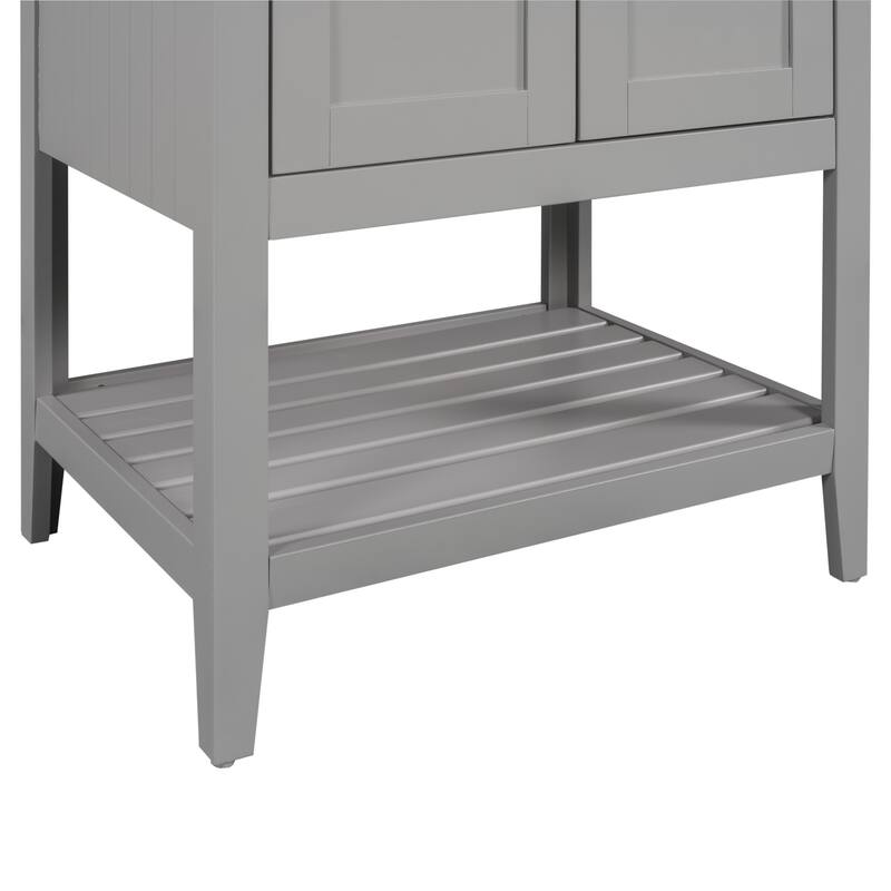 Bathroom Vanity with Sink, Small Storage Cabinet with 2 Soft Closing Doors, Sink Vanity with Solid Wood Frame