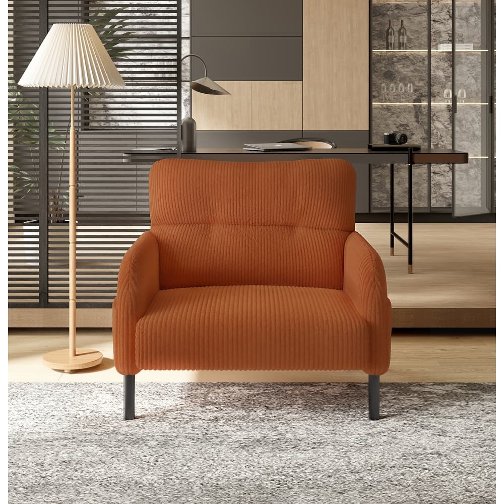 HOMEFUN Corduroy Upholstered Comfortable Single Wood Frame Armchair for Living room and Bedroom