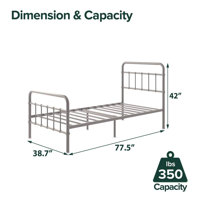 Priage by ZINUS Metal Platform Bed Frame - Grey - Twin