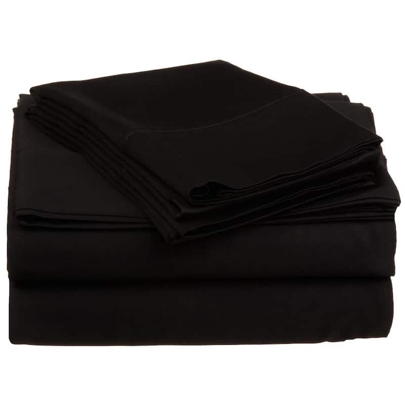 Superior Egyptian Cotton Solid Sheet or Pillow Case Set - California King - Black