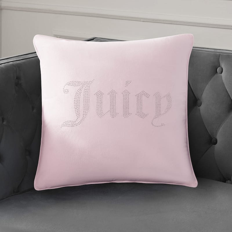 Juicy Couture Rhinestone Logo Premium Throw Pillow 20" x 20" - Pink Marshmallow