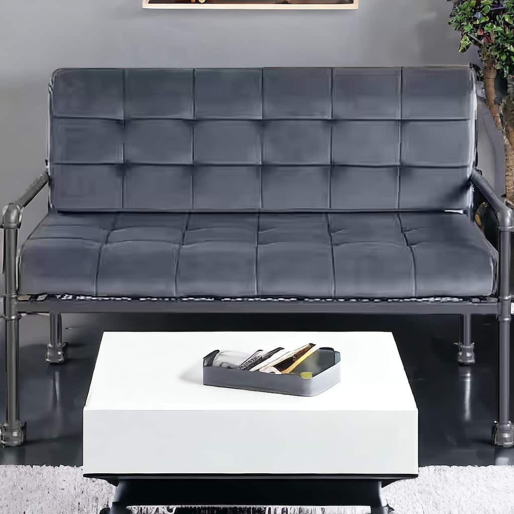 HomeRoots 51" Gray Velvet Loveseat