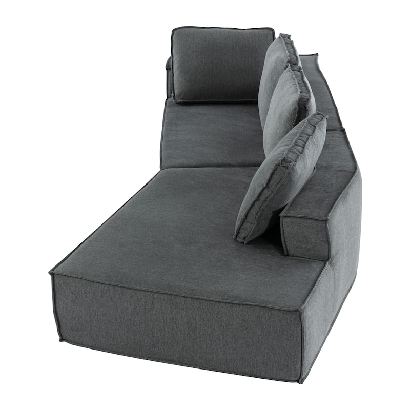 125" Stylish 4-Seater Chaise Lounge Sofa, Modern Indoor Sleeper for Cozy Living Room Relaxation