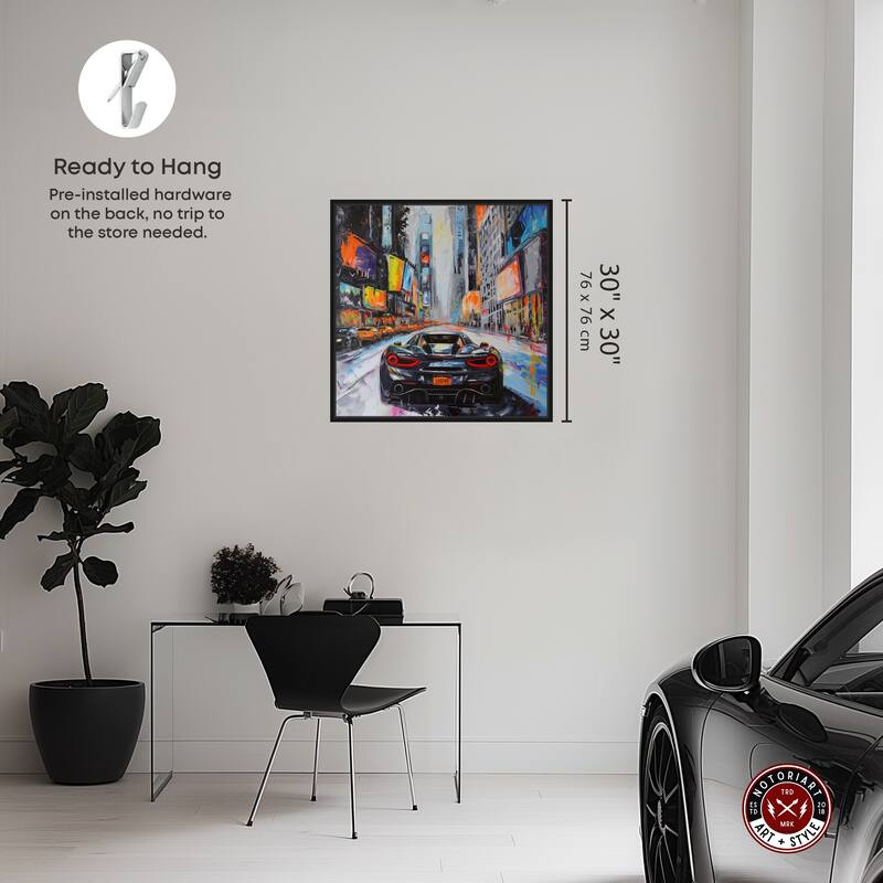 Notoriart Blast The Speakers Framed Car 1 Piece Canvas Wall Art