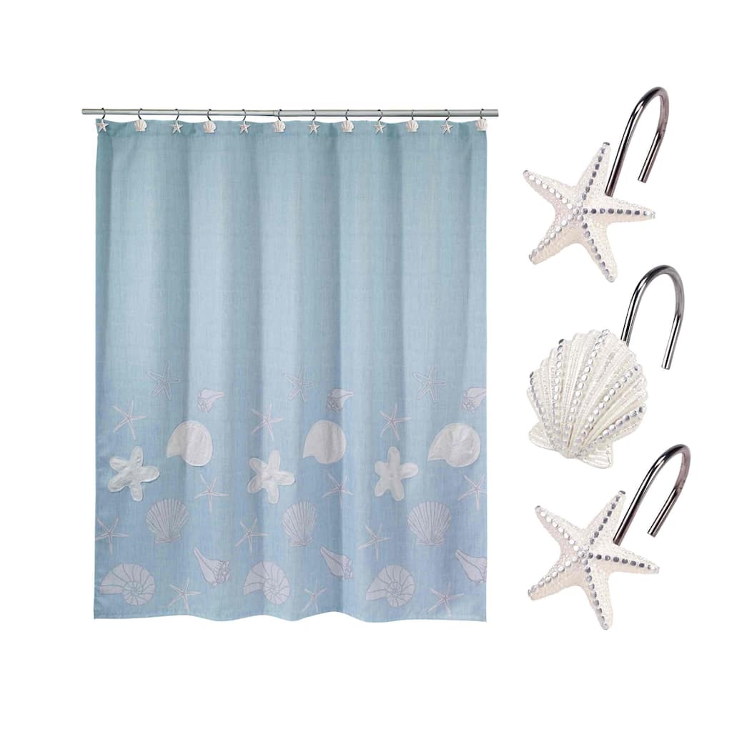 Avanti Linens Sequin Shell 13-Piece Shower Curtain & Hook Set