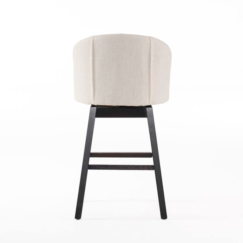 Roomfitters 30" Swivel Bar Stools Set of 2, Upholstered Counter Chairs with Nailhead Trim and Tufted Back, Beige