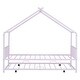 preview thumbnail 63 of 82, Twin/Full Size Metal House Bed with Twin Size Trundle, Playhouse Bed Montessori Bed House Platform Bed with Roof Frame for Kids
