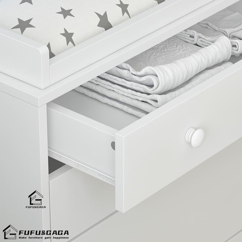 Timechee 47.2"W 5 Drawers Wooden Changing Table Dresser