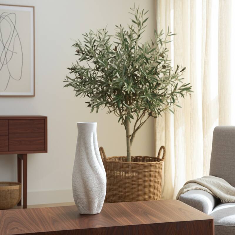 Porcelain Sculptural Vase with Curved Silhouette and Intricate Detail