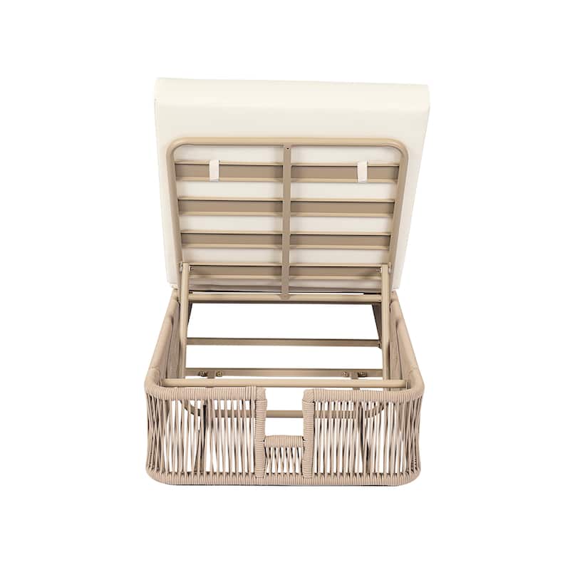 Christopher Knight Home - Solara Outdoor Adjustable Rope Base Sunlounge with Beige and White