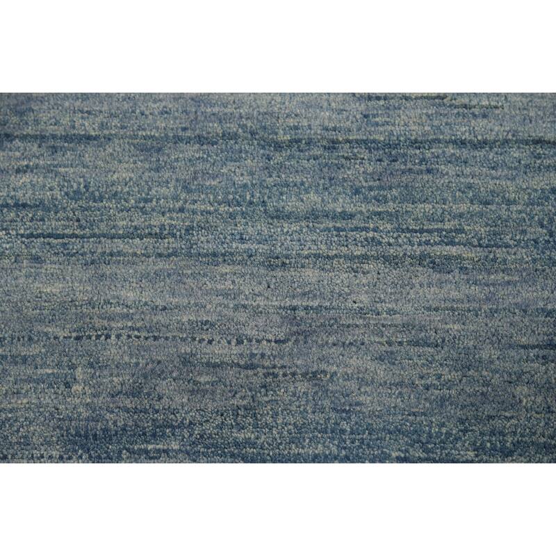 Blue Gabbeh Oriental Square Rug Handmade Wool Carpet - 4'1"x 4'3"