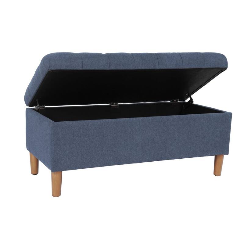 HomePop Button Tufted Top Storage Bench with Wood Legs