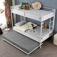preview thumbnail 25 of 29, Twin Over Twin Bunk Bed with Trundle, Metal Bunk Bed with Two Side Ladder and Guardrails