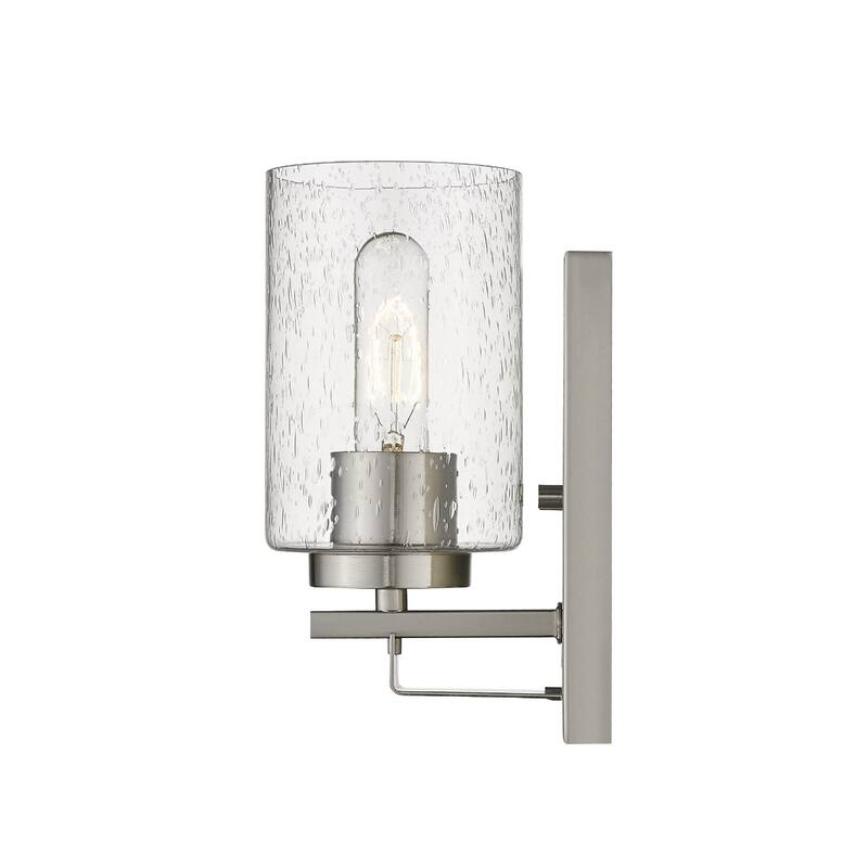 Metal and Textured Wall Sconce with Seeded Glass Shade LED Hardwired - 5.75” x 4.5” x 8.75” (D x W x H)