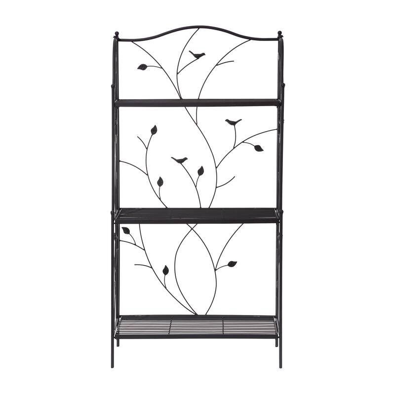 Glitzhome Multifunctional 3 or 4-Tiers Metal Plant Shelving Planter Stands Flower Pot Shelf One-step Fordable Design