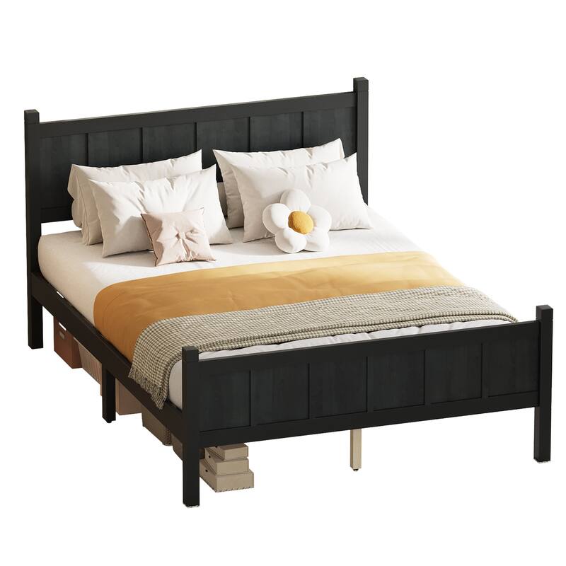Javlergo Shaker Style Platform Bed with Wood Grain Finish Solid ...