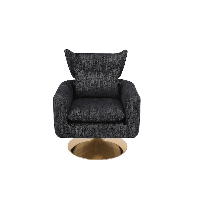 Black 29.9" Swivel Accent Chair with Pillow
