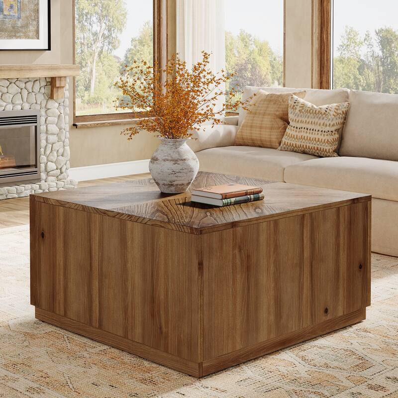 31.5-Inch Coffee Table, Farmhouse Solid Wood Cocktail Table